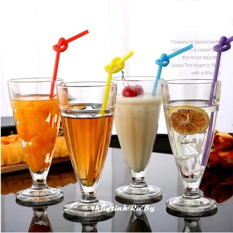 Bộ 6 Ly Thủy Tinh DELI024 Uống Sinh Tố 310Ml, Ly Trà Sữa, Ly Kem, Cốc Uống Trà Sữa, Ly Uống Nước Ép, Ly Cốc Sinh Tố