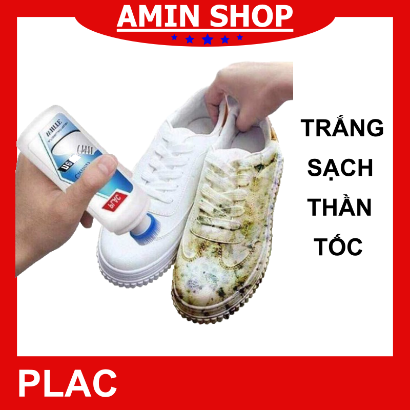 Tẩy giày thần tốc, dung dịch tẩy giày PLAC, trắng sạch nhanh, thể tích 100ml/chai.