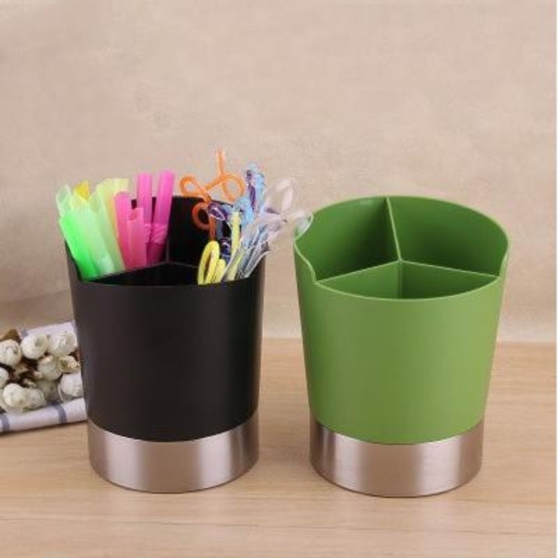 Khay đựng ống hút tròn 3 ngăn- hộp đựng bút tròn 3 ngăn - kệ ống hút tròn 3 ngăn