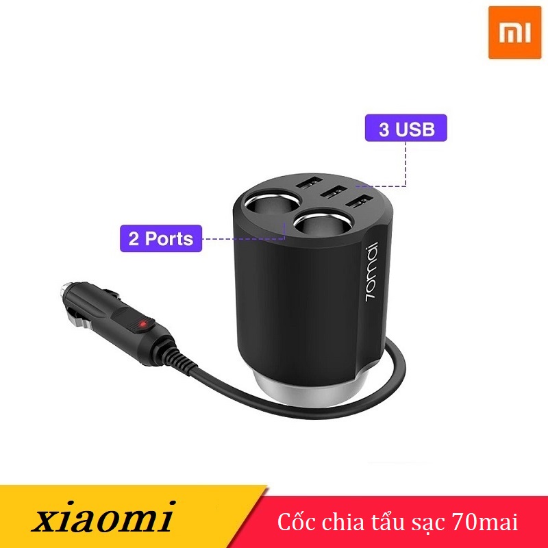 Bộ chia tẩu sạc xe hơi kèm 3 cổng USB Xiaomi-70Mai Midrive CC04 - BH 12 Tháng