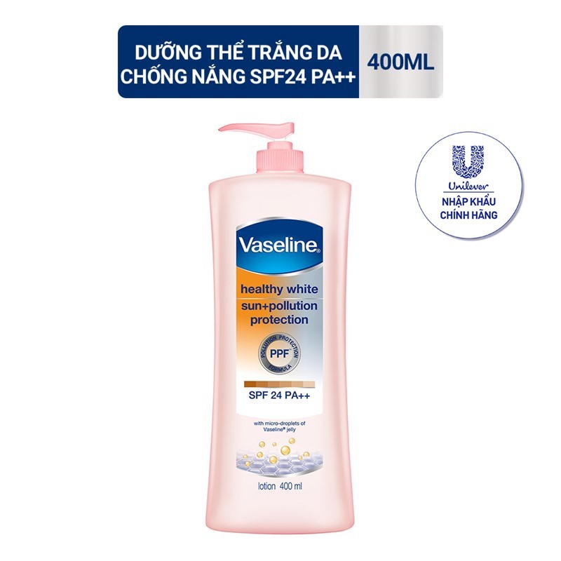 Sữa dưỡng thể trắng da chống nắng và ô nhiễm môi trường vaseline spf 24 pa ++