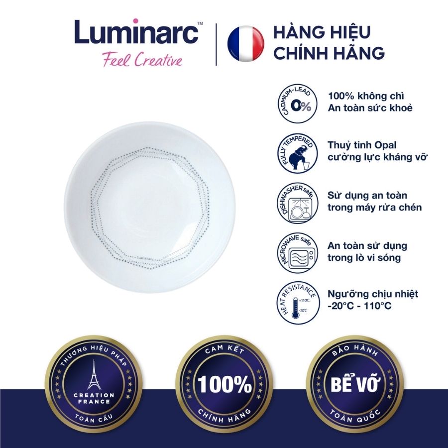 Bộ 6 đĩa chấm thuỷ tinh luminarc diwali marble 11cm- ludip3758