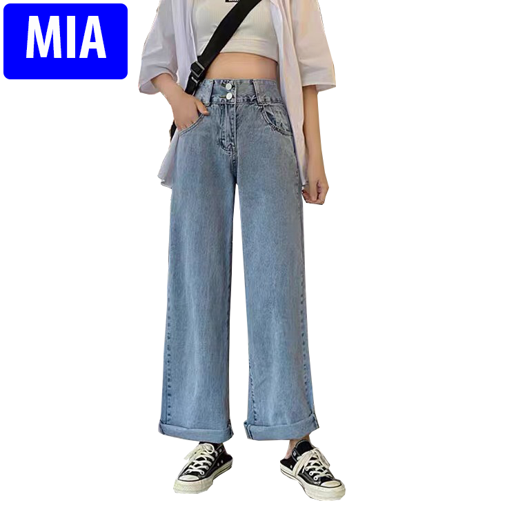 Quần baggy nữ jean lưng cao quần baggy nữ lưng cao quần baggy nữ ống rộng quần baggy nữ jean cao cấp thời trang miafashion – qbgnnma043