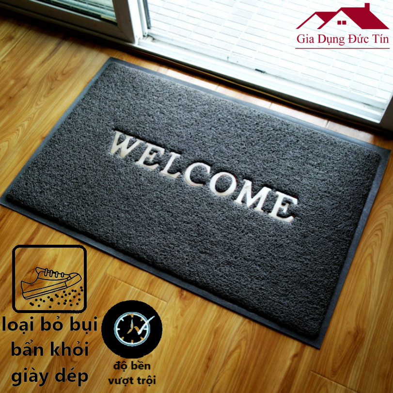 Thảm Chùi Chân Nhựa Welcome 40x60cm. Thảm Lau Chân Chống Trơn Trượt. Thảm trải sàn, thảm lót sàn.