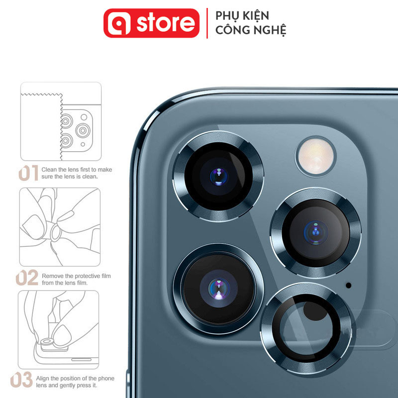 Dán bảo vệ camera iPhone 13 13 Promax Qstore viền kim loại, chống xước cam iphone