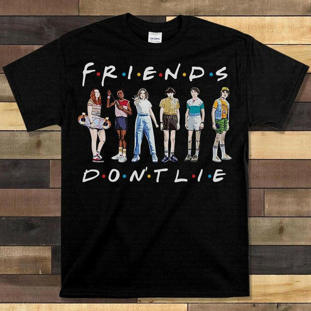 Áo thun cotton cổ tròn in chữ Don'T Lie Stranger Things 3 thời trang
