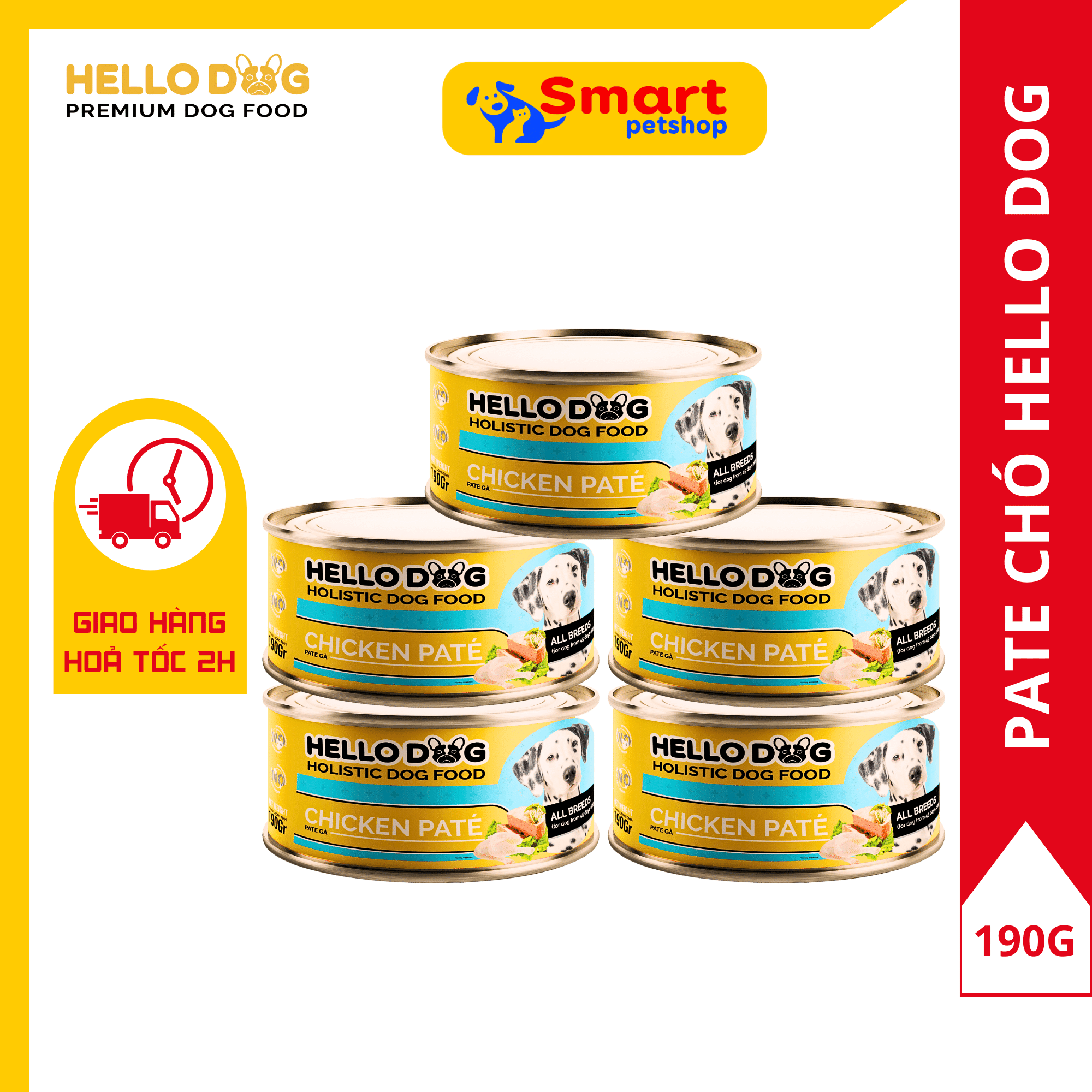 Pate tươi cho chó mọi lứa tuổi vị gà - hello dog chicken pate 190g