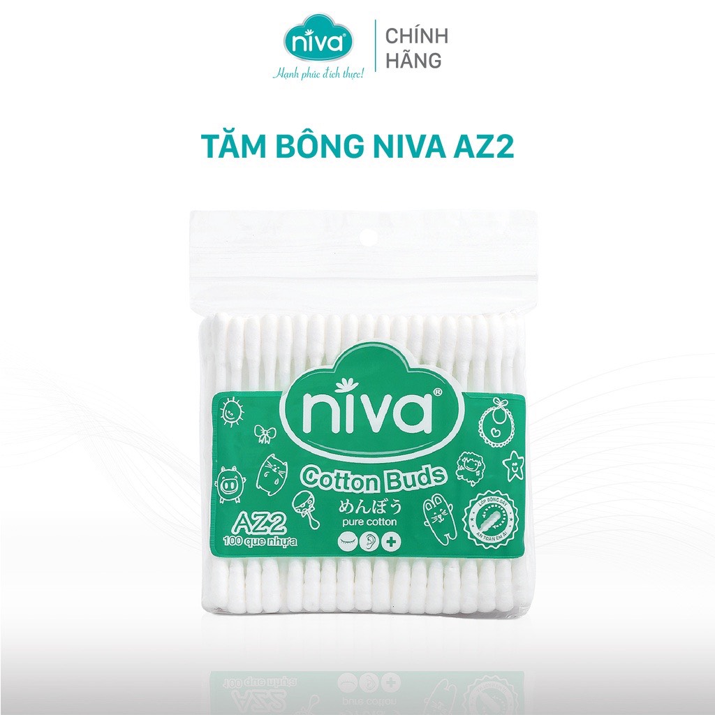 Tăm bông niva túi zipper 100 que nhựa az2