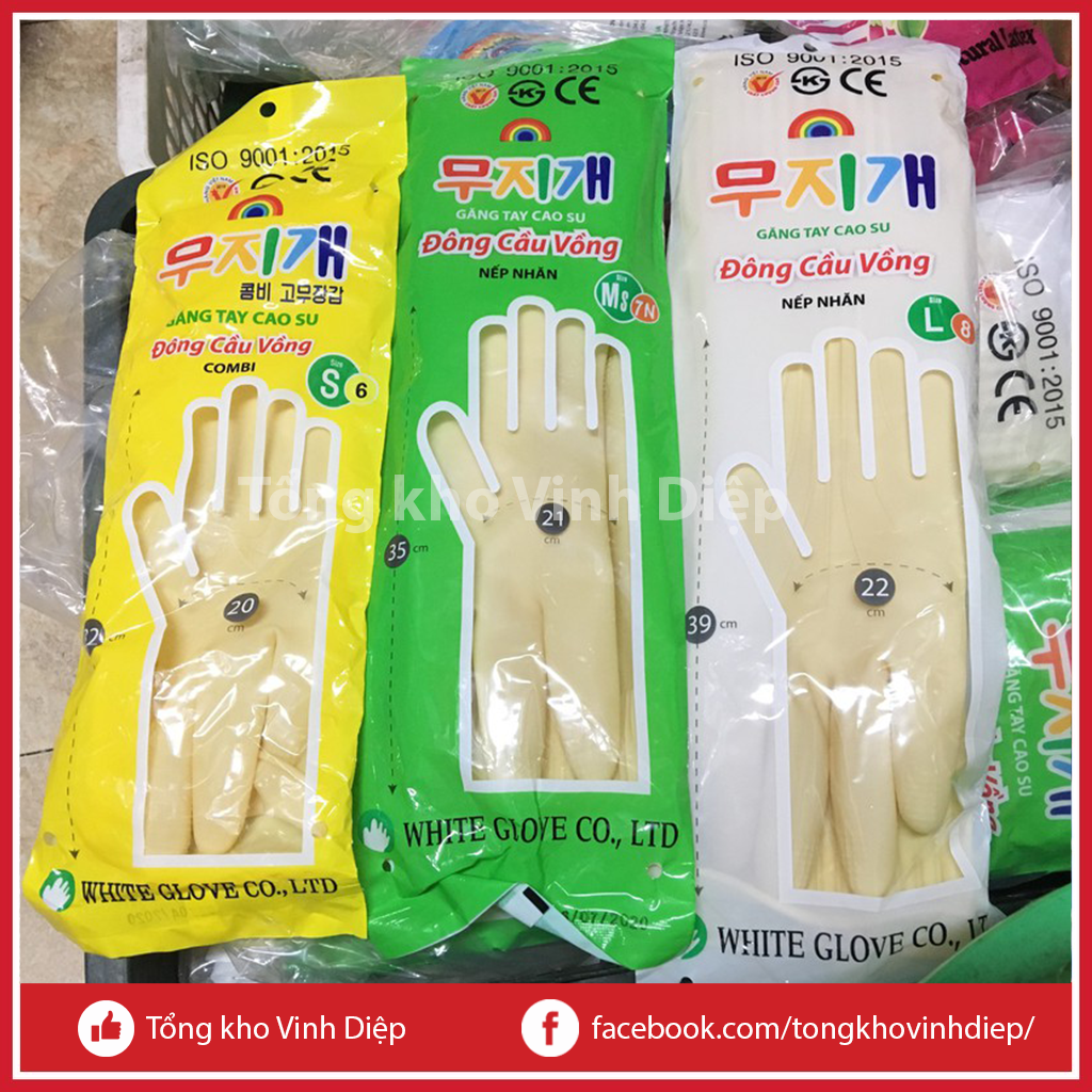 Găng tay cao su Hàn Quốc Đông cầu vồng đủ size, găng tay rửa bát, vệ sinh