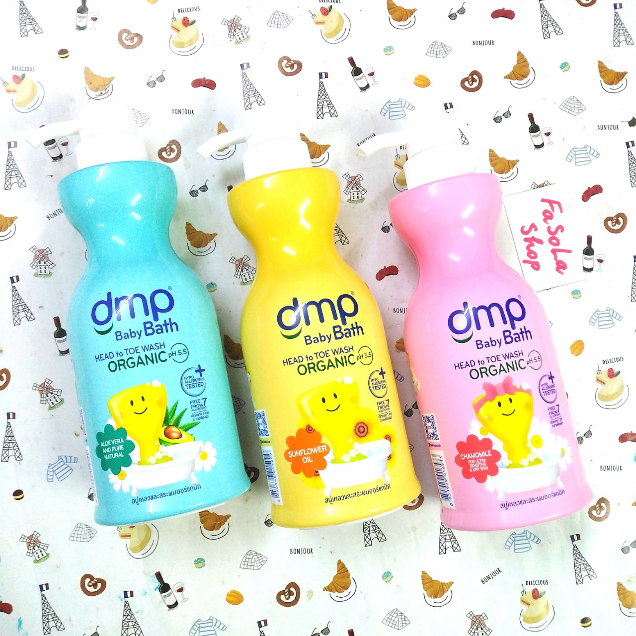 Sữa tắm gội em bé DMP DERMAPON 480ml/350ml Thái Lan lô hội hoa cúc hướng dương trẻ em toàn thân dưỡng ẩm tự nhiên hữu cơ