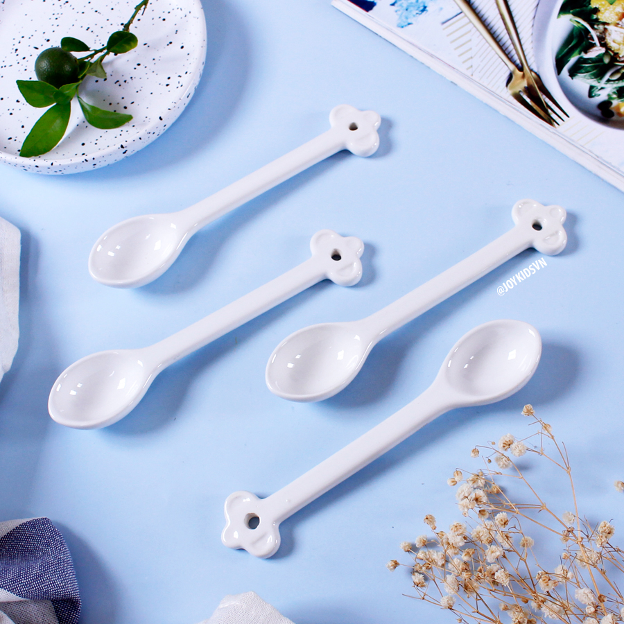 Muỗng cà phê gốm trắng | Thìa đong trà - Ceramic spoon
