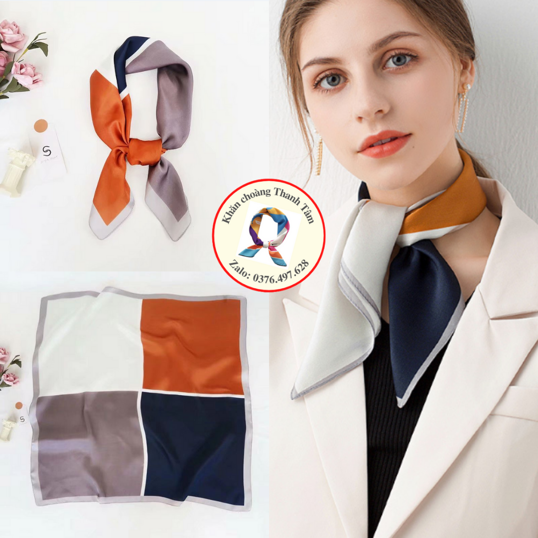 Khăn vuông lụa 70x70 quàng cổ nữ công sở- khăn turban thắt nơ quấn tóc quấn túi làm áo yếm lụa- Màu sắc đối xứng