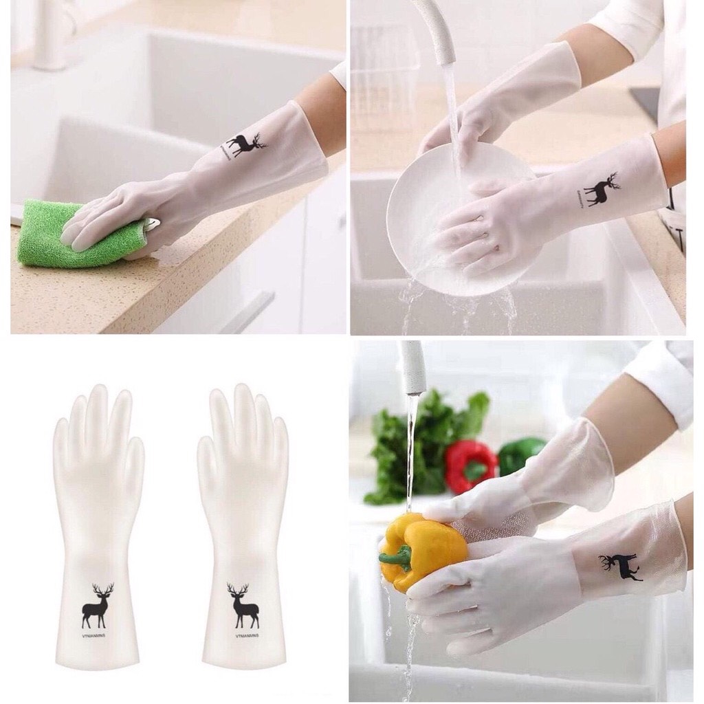 [HCM][HOT] Đôi Bao Tay Rửa Chén Bát Rau Củ Trái Cây.... Cao Su Silicon Hình Hươu Siêu Dai Trong Suốt Không Mùi - Găng Tay - Găng Tay Cao Su Siêu Dai Siêu Bền Cho rửa bát nhà bếp vệ sinh