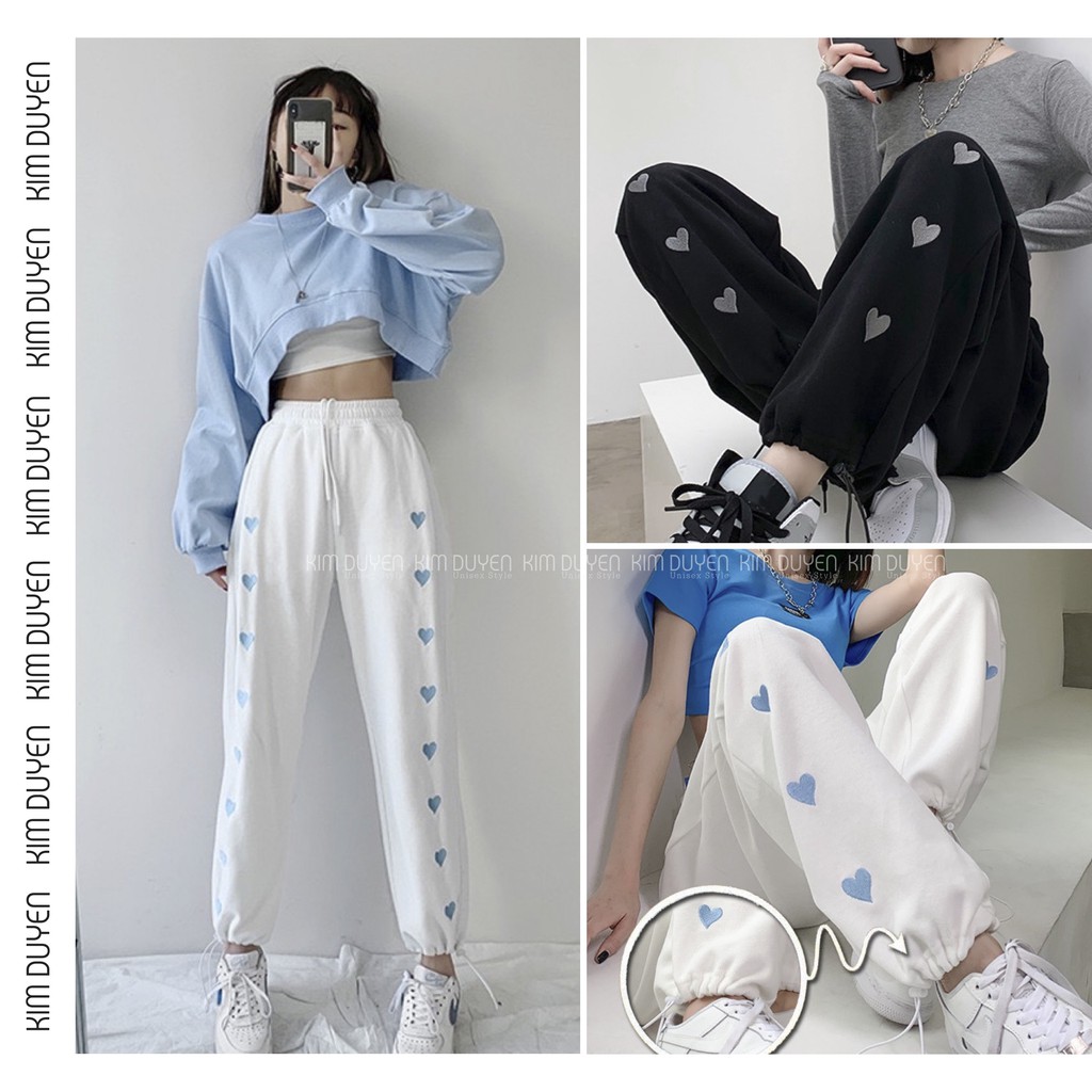 Quần Jogger Nhiều Tim Siêu Xinh - Chốt Gấu Xịn Xò - Vải Thun Umi Dày, Mịn - Chuẩn Form Freesize 38-65kg