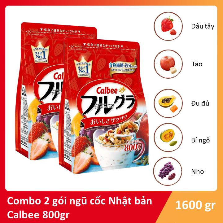 Combo 2 gói Ngũ cốc dinh dưỡng Nhật Bản Calbee bịch màu đỏ 750g - Combo 2 gói