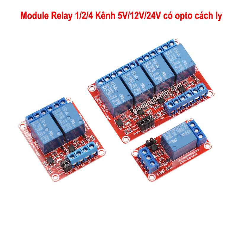 Module relay 1/2/4 kênh 5v /12v/24v có opto cách ly - kích high/low