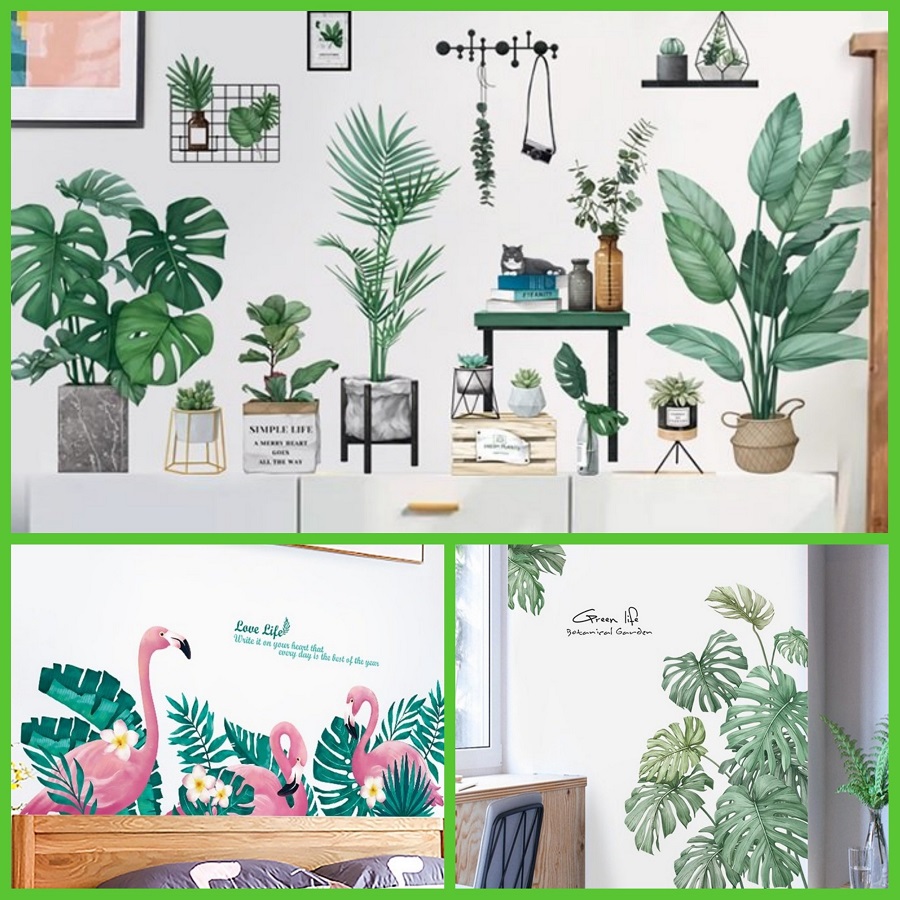 [HÀNG ĐẸP] Decal dán tường cây xanh phong cách Flamingo