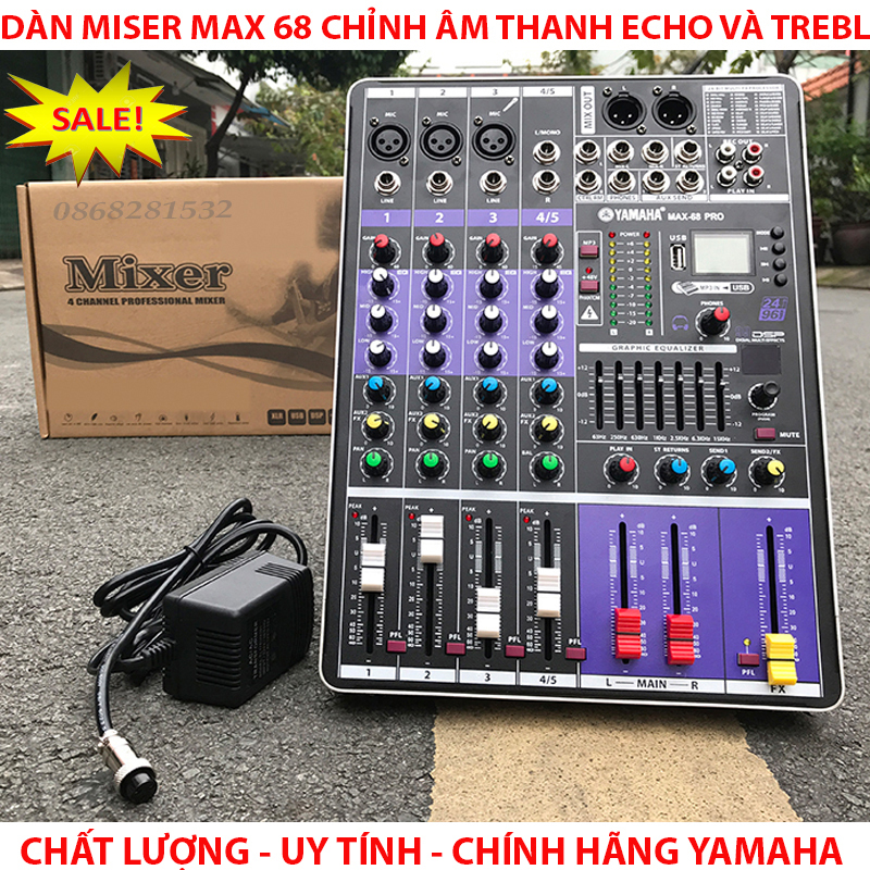 Bộ Mixer Max-68 Pro - 99 Tùy Hiệu Ứng Vang Echo Reverb Karaoke - Liveatream Đánh Nhạc Cực Hay Và Mượt Mà Dễ Sử Dụng Chống Hú Cực Tốt Âm Thanh Trung Thực Giọng Hát Trong Trẻo. Bảo Hành 12 Tháng.