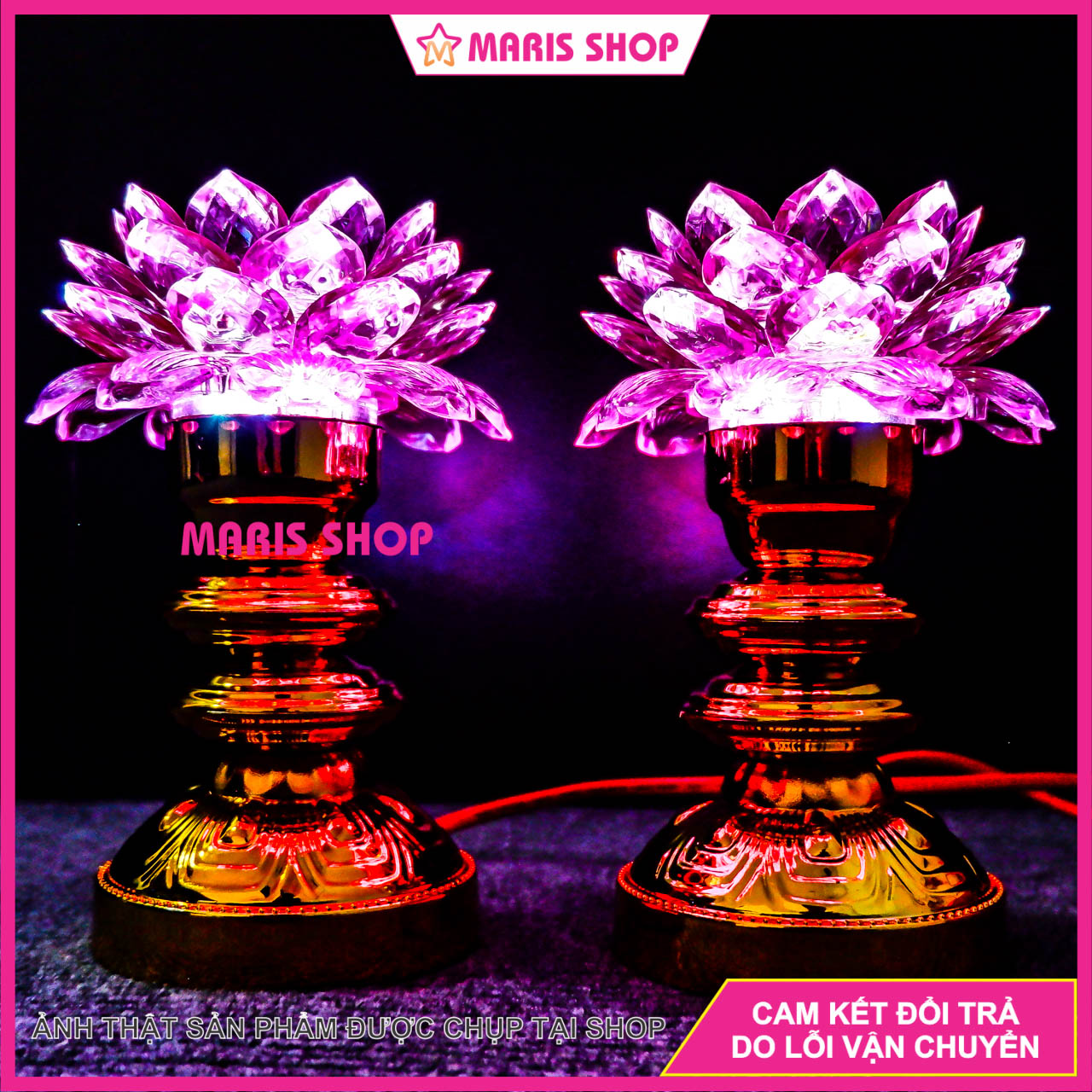 [Giá một cặp] Đèn thờ hoa sen LED đổi màu tiết kiệm điện để bàn thờ, đèn thờ cúng, đèn bàn thờ MR-SEN3