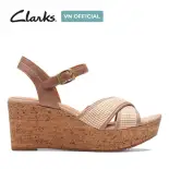 Clarks Women's Leather Wedge Sandals - Elleri Plum