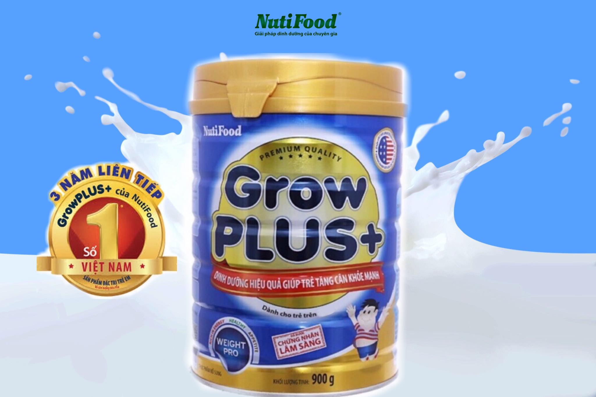 Sữa công thức Nuti Growplus xanh lon 900g
