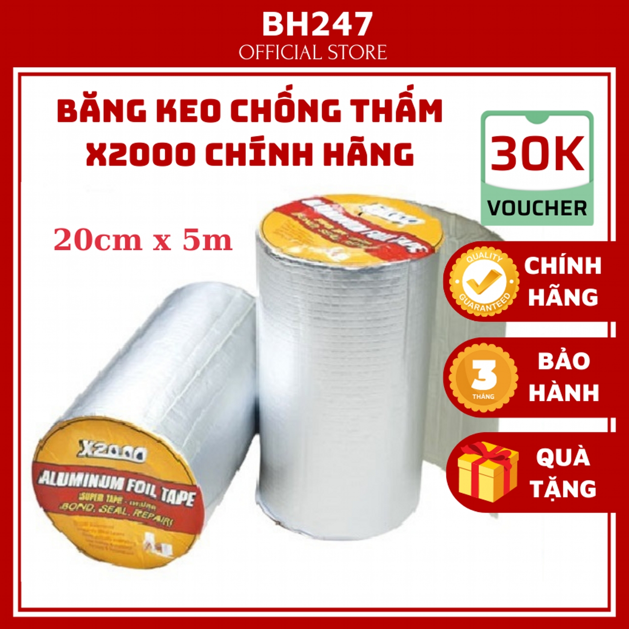 Băng keo chống thấm x2000 băng keo siêu dính băng keo Nhật Bản 20cm x 5m dán tường, dán mái tôn, dán ống nước | băng keo x2000, băng keo chống thấm, băng keo chống thấm nước, băng keo chống thấm dột dán mọi vật liệu