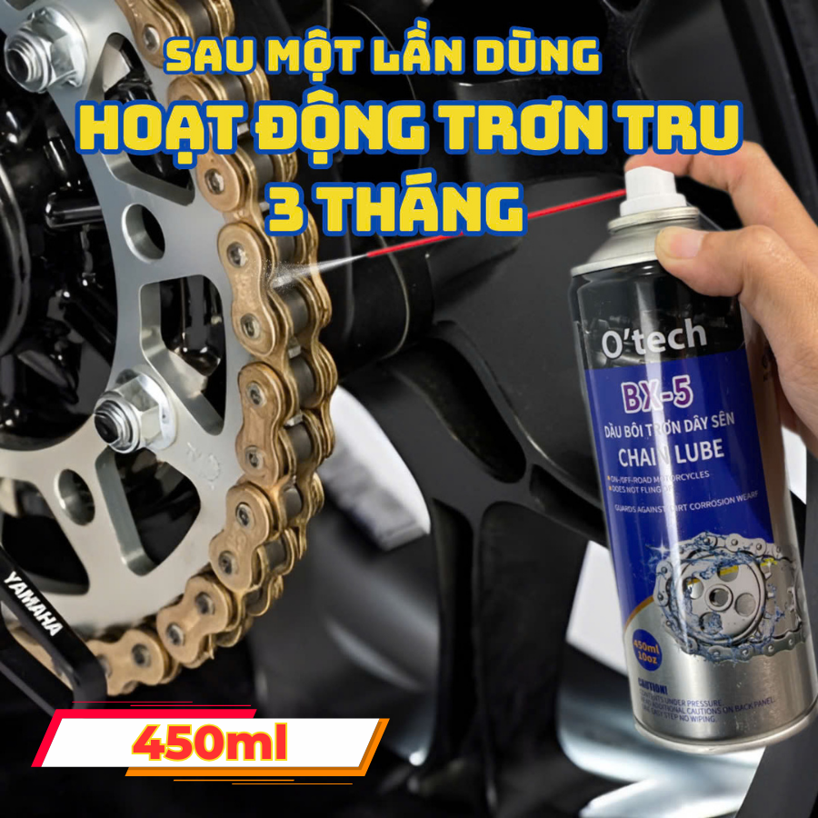  Chai xịt dưỡng sên bôi trơn xích xe máy chống văng chống rỉ sét O’tech BX-5  450 ml  Chain Lube 