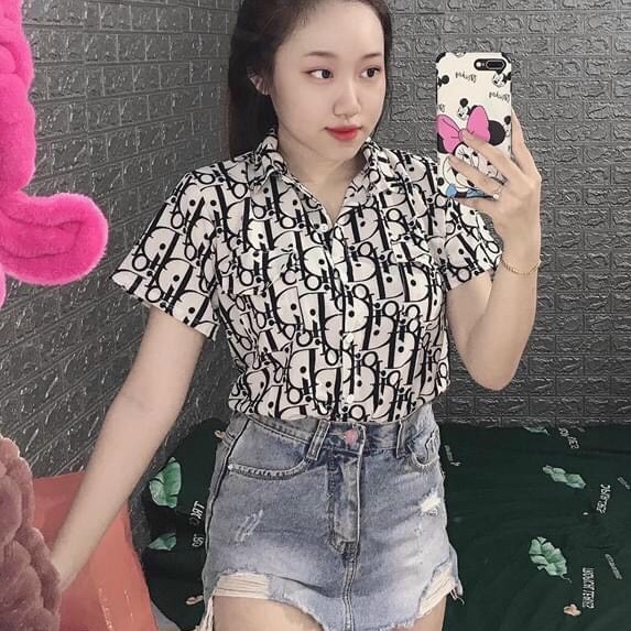 Sơ mi voan hoạ tiết