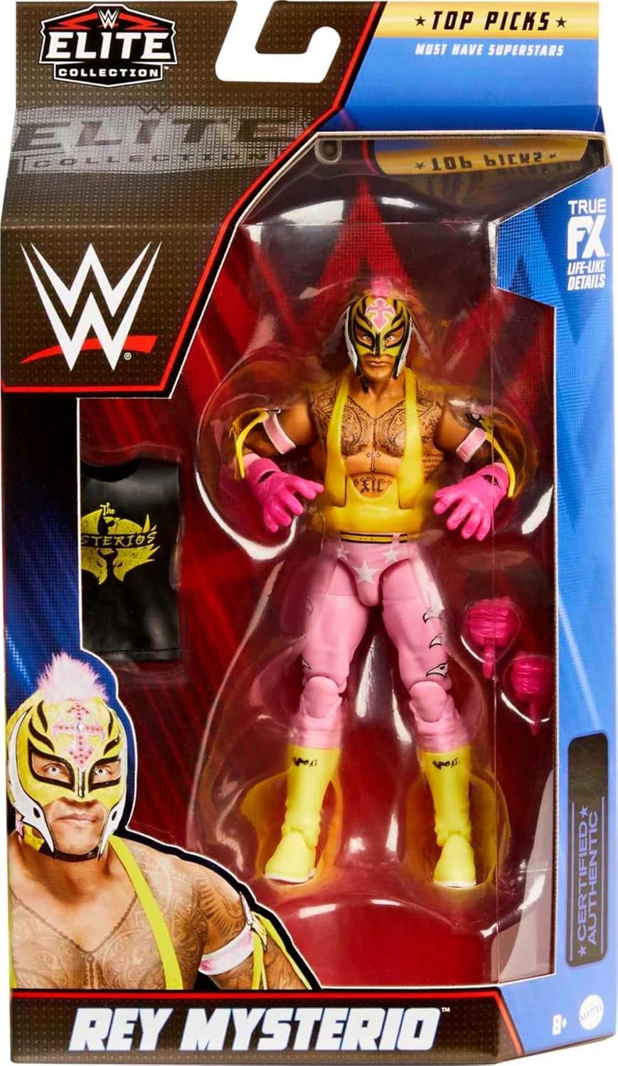 Mat WWE Rey mysterio chọn hàng đầu Bộ sưu tập nhân vật hành động ưu tú, khớp nối & chi tiết giống như cuộc sống, phụ kiện có thể hoán đổi cho nhau, 6 trong