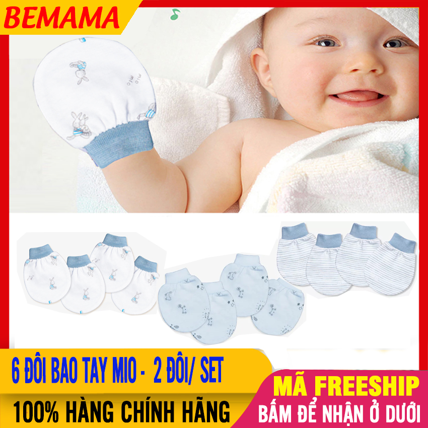 COMBO 3 Set (6 Đôi) Bao Tay Cho Trẻ Sơ Sinh (Mio) Dày Dặn, Set Bao Tay Cho Em Bé, Bé Trai, Bé Gái, Vớ Cho Bé Sơ Sinh- Phụ Kiện Cho Trẻ Sơ Sinh - Nhiều Màu, Chất Liệu Cotton, Mềm Mại - bemama - 3 Set Bao Tay Mio