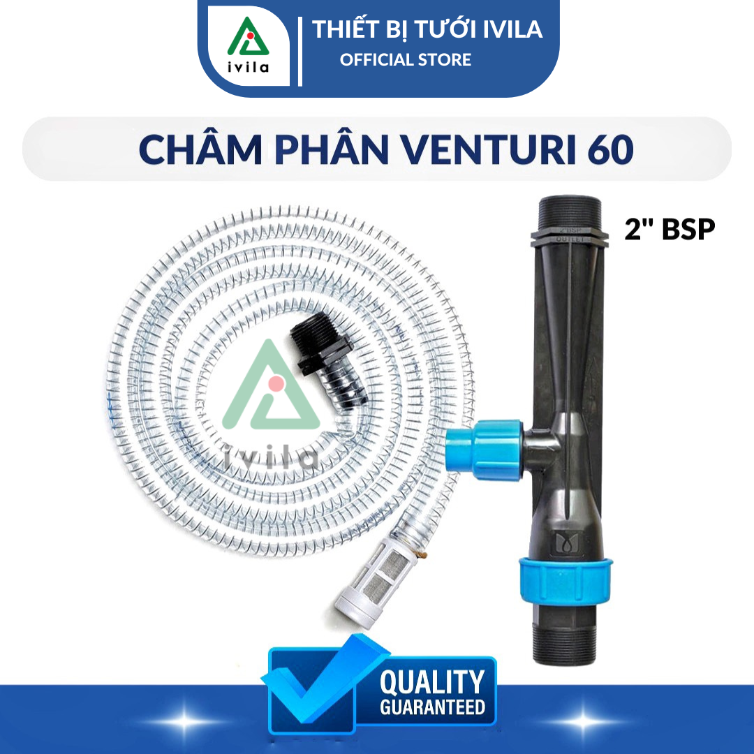 Bộ châm phân Venturi 60, Thiết bị châm phân venturi 60mm dùng trong hệ thống tưới, bộ hút phân, châm phân tự động phi 60