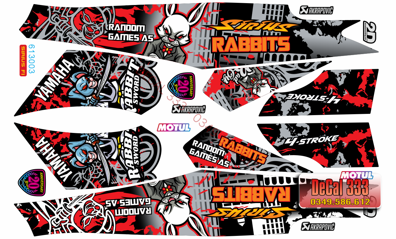 Tem Rời SIRIUS Fi thỏ RABBIT 613003 (Tem Chế 3 Lớp Chống Phai Màu)