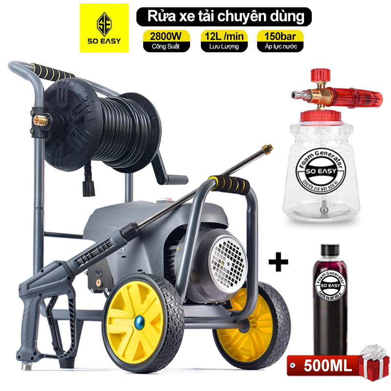 Máy rửa xe công nghiệp cao áp tiệm rửa xe chuyên dùng, động cơ lõi đồng ty sứ, SOEASY 2800W SE009G, may rua xe cao áp công suất mạnh, máy xịt rữa xe áp lực cao xịt rửa xe tải, xe cơ giới, chuồng trại, rác thải