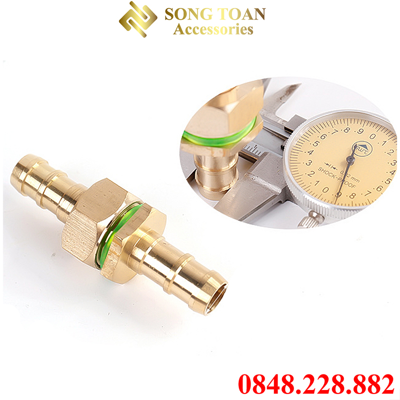 Nối thẳng đuôi chuột, nối hai đầu đuôi chuột nối gắn cắm ống nhựa mềm PU có trục ren tháo lắp trong ngoài - Đồng thau