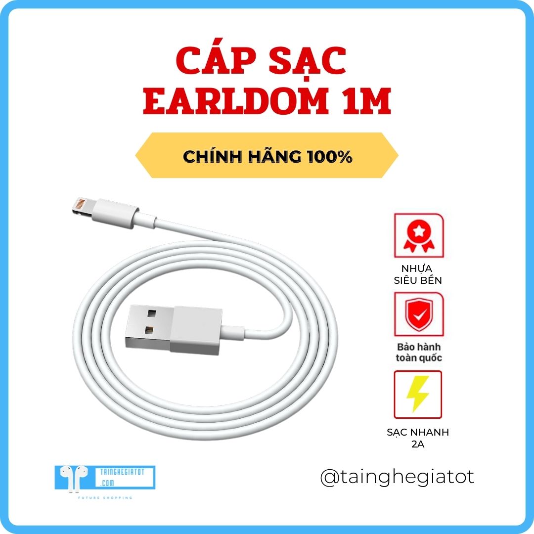 Dây cáp sạc ip/ ss/ đt chống đứt gãy 1m earldom ec - 025 - chính hãng