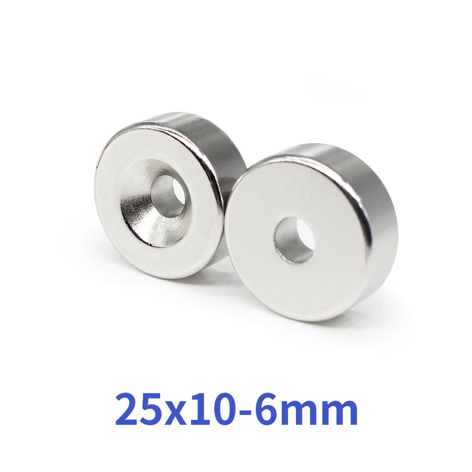 Nam châm vĩnh cửu kích thước 25x10mm lỗ vát 6mm