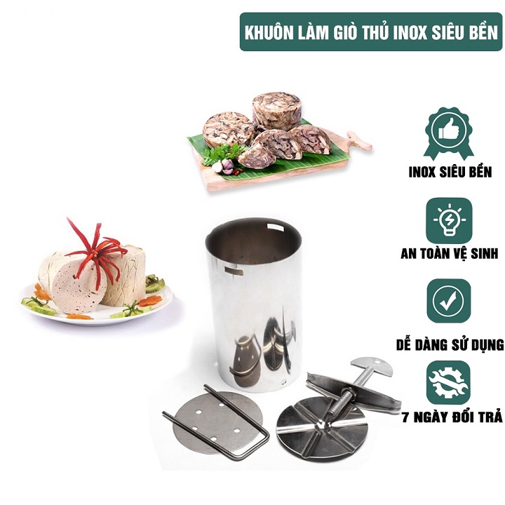 Khuôn làm giò 0.5kg,1kg,2kg - Khuôn giò xào inox - Khuôn làm giò thủ - Khuôn làm giò xào Hà Nội 1Kg- Khuôn làm giò 2Kg - KHUÔN LÀM GIÒ THỦ INOX CAO CẤP- HỖ TRỢ ĐỔI TRẢ 7 NGÀY