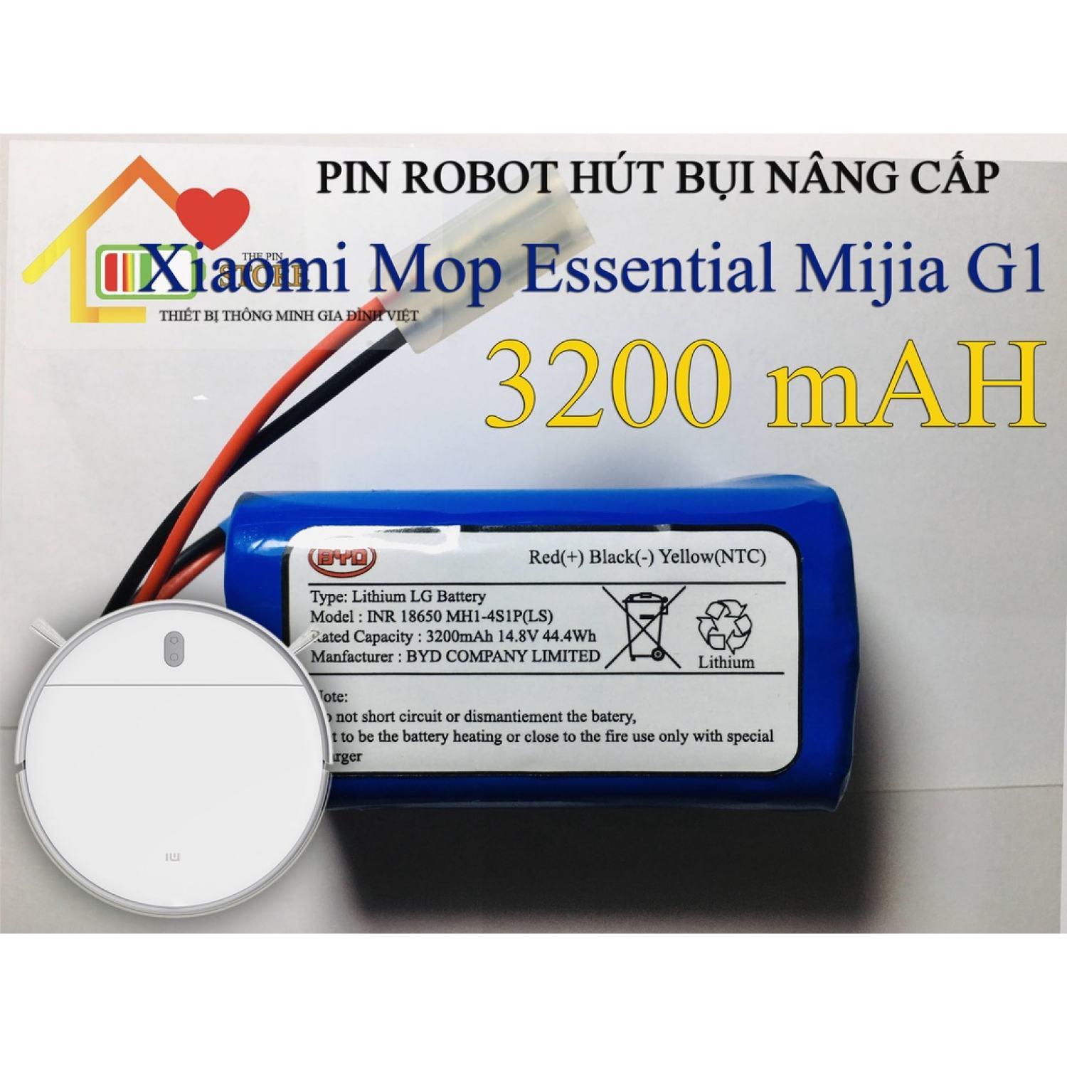 ( DUNG LƯỢNG 7000 mAh ) PIN ROBOT HÚT BỤI XIAOMI MOP ESSENTIAL MIJIA G1 NÂNG CẤP BẢO HÀNH 9 THÁNG