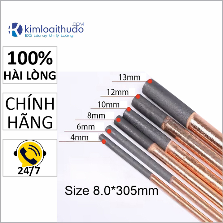 Que thổi than (Que thổi carbon) phi 8.0mmx305mm (10 que), tiện dùng thử, cắt khoét bavia mối hàn, làm sạch mối hàn, loại bỏ khuyết tật
