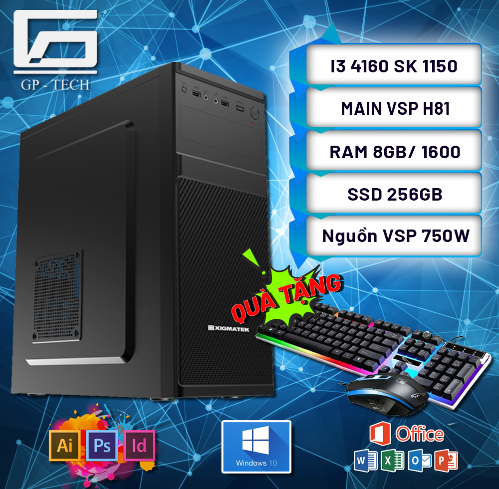 Máy bộ văn phòng H81 / I3 4160 / SSD 256GB Học Tập - Giải Trí - Làm OFFICE