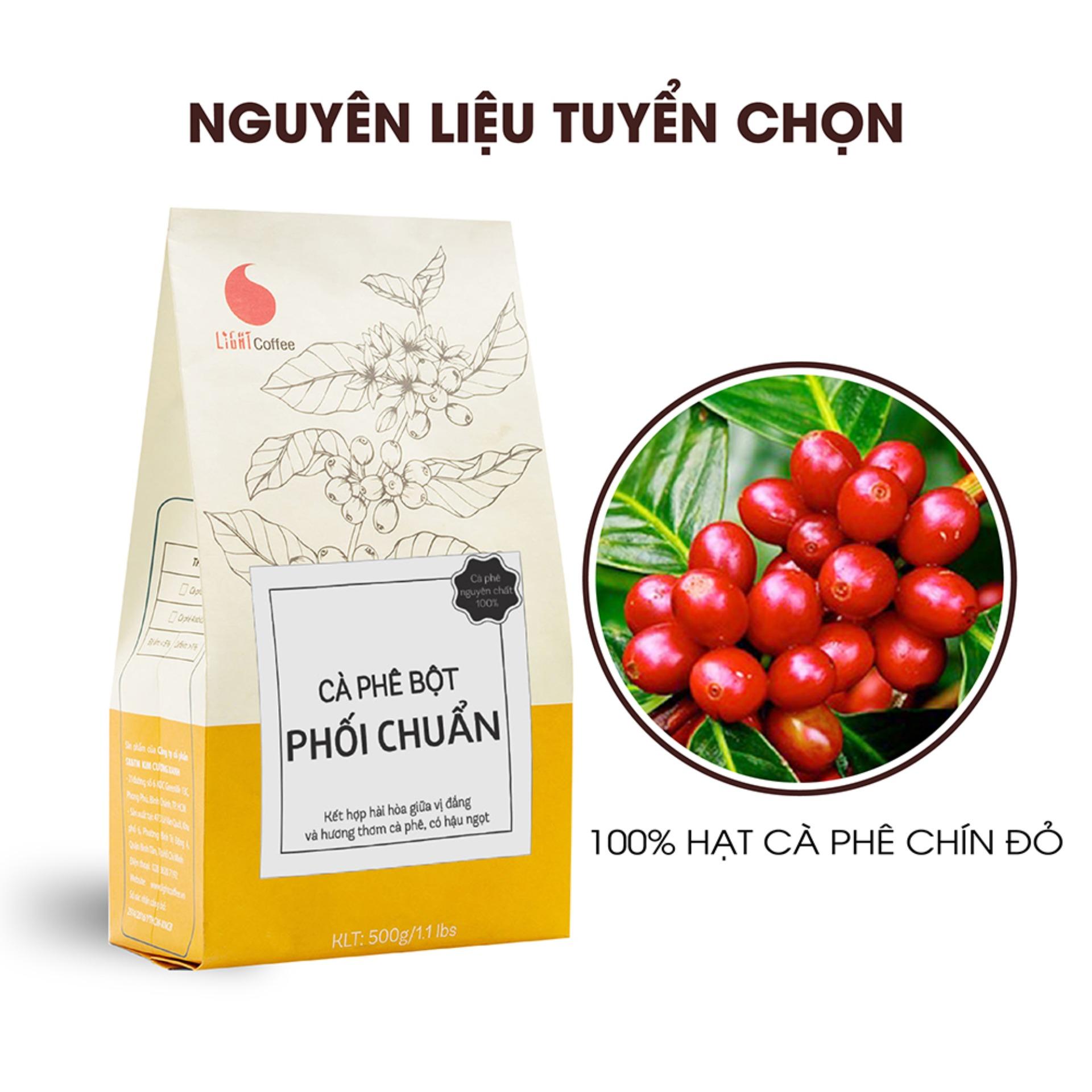 Cà phê bột, cà phê Hạt nguyên chất Light Coffee , dòng PHỐI CHUẨN , vị đắng vừa , đậm đà , thơm ngon , 500g