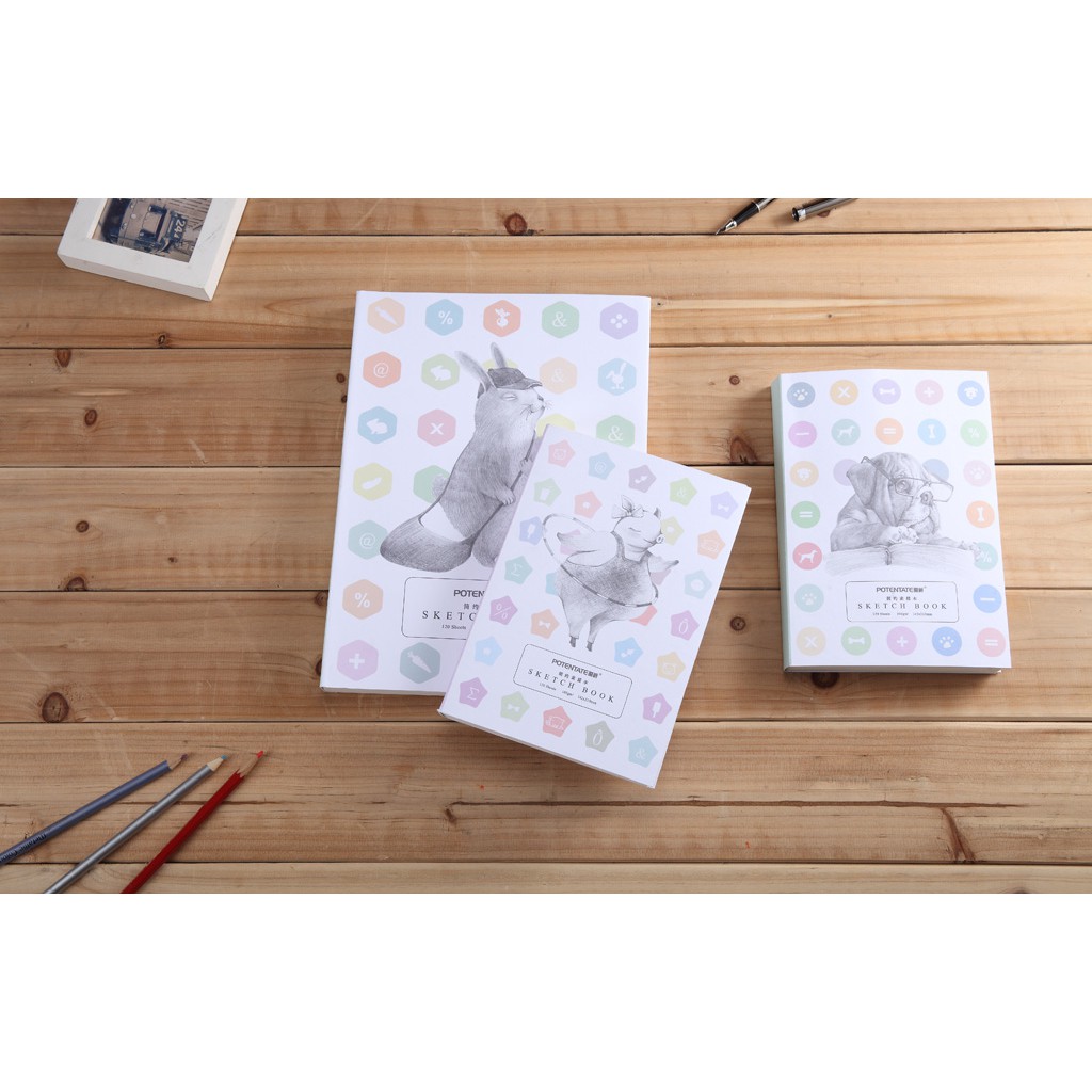 Sketch book, sổ vẽ chì, sổ canson a5 bìa thú-dụng cụ vẽ tâm tâm