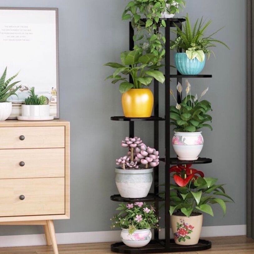 Kệ sắt để chậu hoa trang trí nhiều tầng. Kệ trang trí nội thất 7 tầng sắt sơn tĩnh điện cao cấp