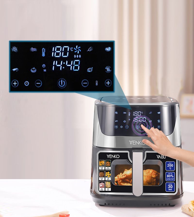 [10.5L] Nồi Chiên Không Dầu Venko 10.5L - CÓ LẮP KÍNH - Nồi chiên nướng đa năng - Thế hệ mới 2023 - Nồi chiên k dầu