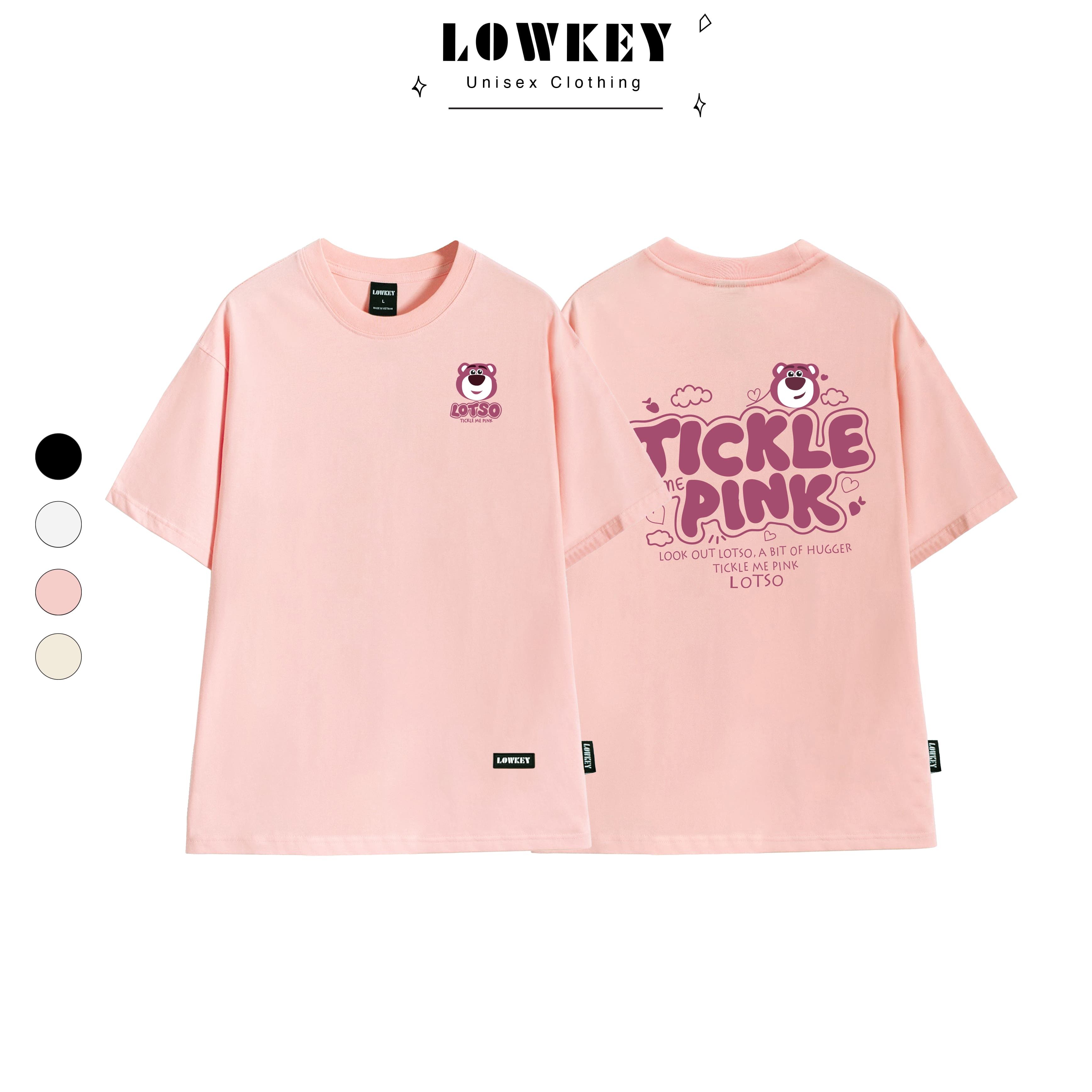 Áo phông form unisex nam nữ Tickle Pink LOTSO LOWKEY đẹp K0093 - Form rộng rãi cotton co dãn