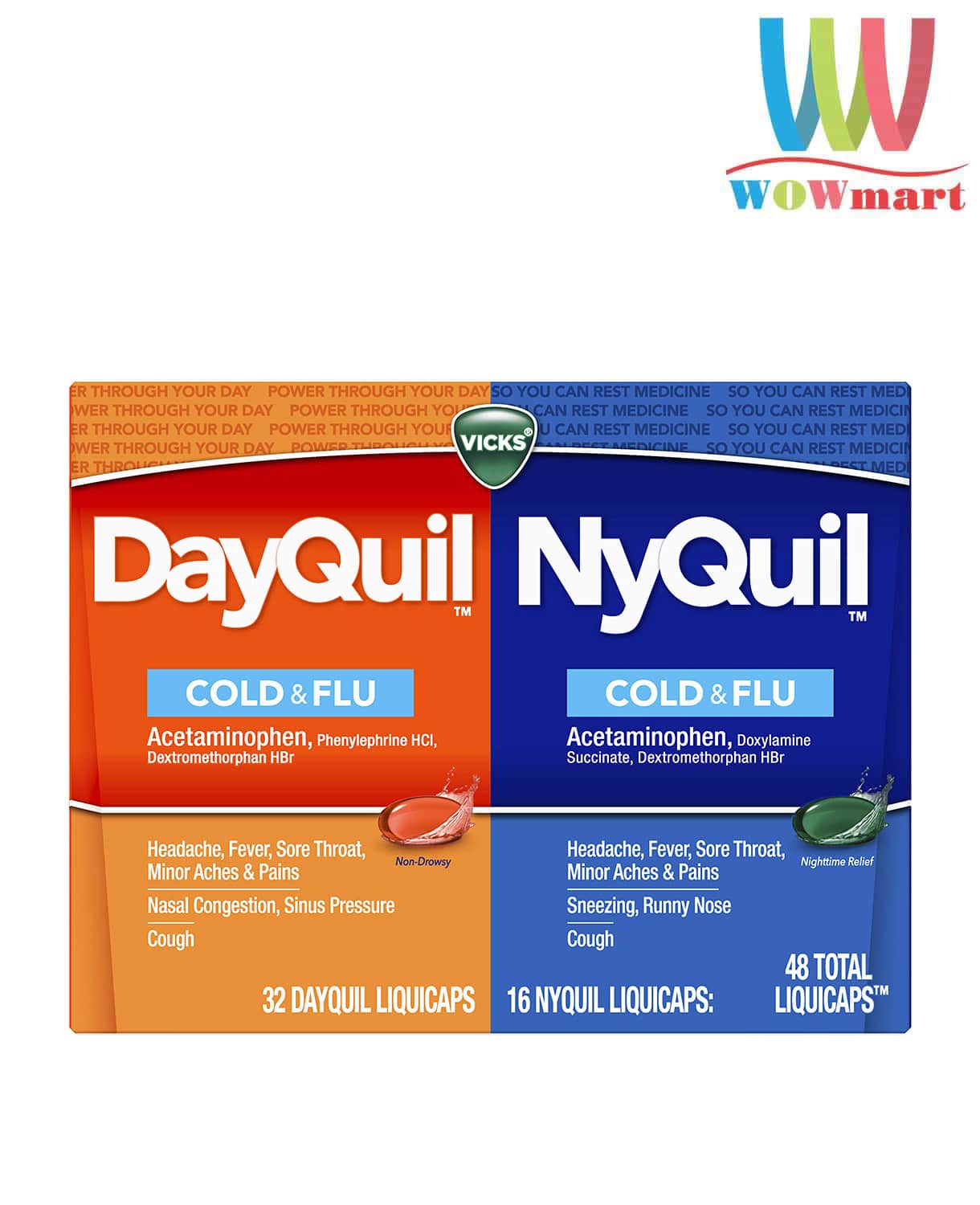 Viên uống tгị ho và cảm cúm Vicks DayQuil & NyQuil Non-Drowsy 48 viên - [ÚC]