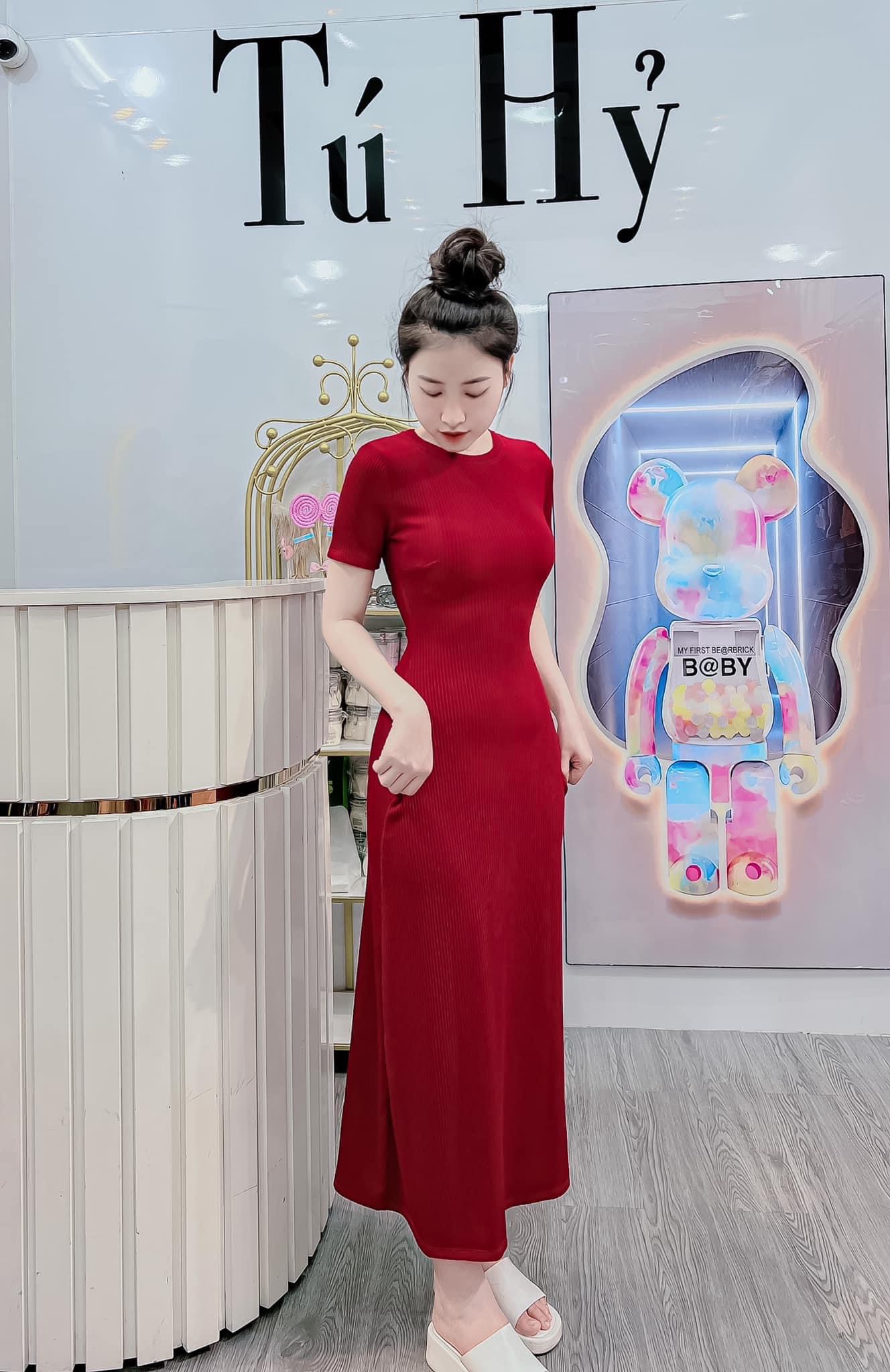 Đầm thun len tăm đơn giản nhiều màu cổ tròn váy basic dáng dài qua gối đầm ôm body sang chảnh tôn dáng