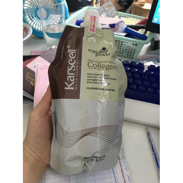 Dầu hấp tóc collagen karseell maca siêu mềm mượt tóc ý 500ml, giúp cho tóc mềm mượt hơn, bóng hơn và phục hồi hư tổn nhanh hơn