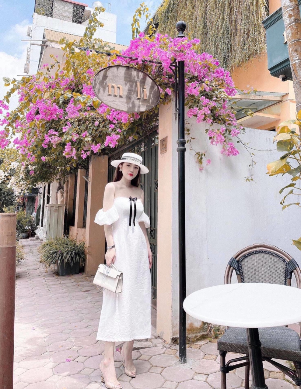 Đầm voan trễ vai rớt tay nơ ngực trang nhã TTSA0501