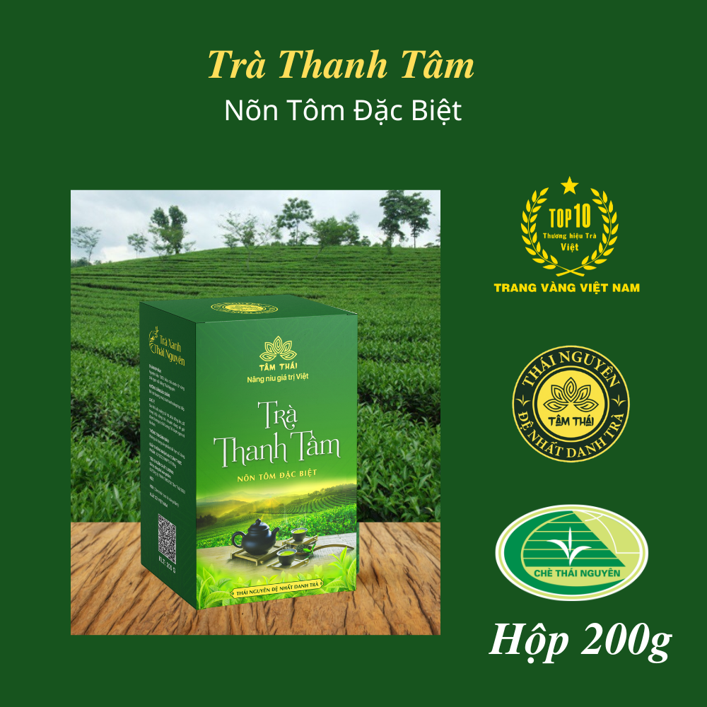 Trà Thái Nguyên Nõn Tôm Đặc Biệt hộp 200g (2 gói 100g) Trà Nõn Tôm Thanh Tâm Trà Tâm Thái Chè Xanh Thái Nguyên Trà Tân Cương Nõn Tôm Đặc biệt